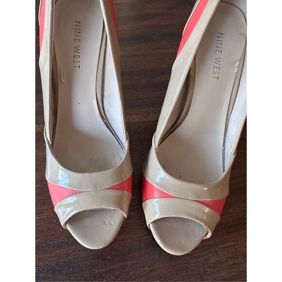 Nine West Coral Nude Peep Toe Heels - Picture 8 of 10